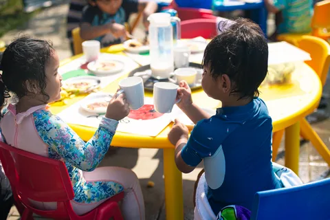 Best part after swim time? Snack time together!